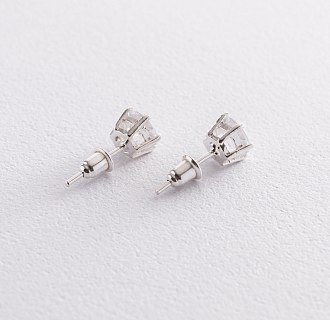 Срібні сережки - пусети з фіанітами 12740 №2