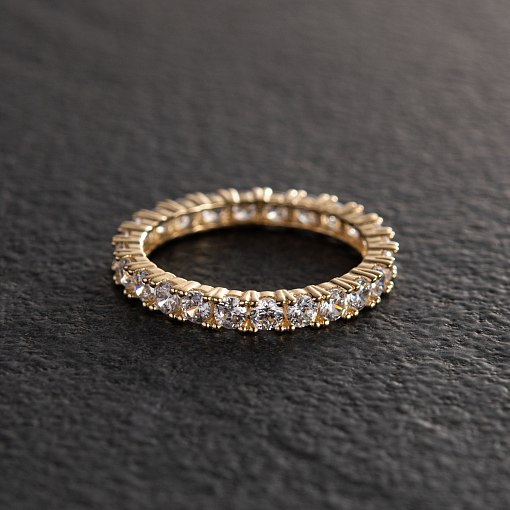 Кольцо "Paris" с дорожкой камней в желтом золоте к07201 11