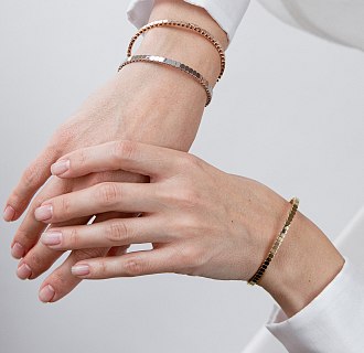 Жесткий браслет "Kylie" в белом золоте б05826 №4