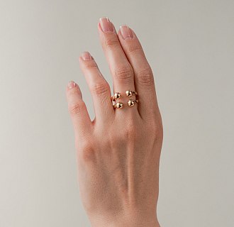 Кольцо "Шарики" в желтом золоте к08246 №2