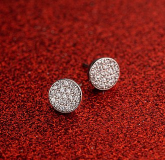 Срібні сережки - пусети з фіанітами 121916 №4