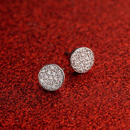 Срібні сережки - пусети з фіанітами 121916 4