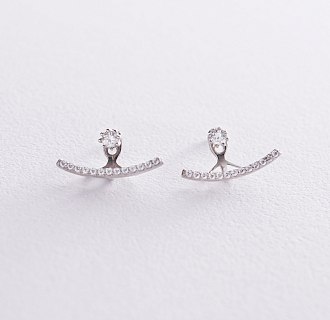 Серебряные серьги - джекеты с фианитами 902-00986 №9