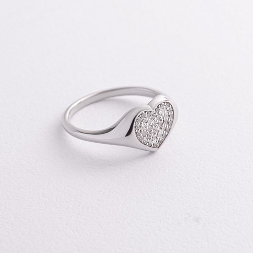 Золотое кольцо "Сердечко" с фианитами к08300 2