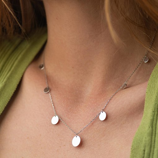 Колье "Монетки" в белом золоте (7 шт) кол02559