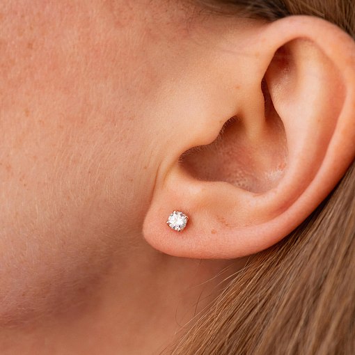 Моносережка з фіанітом (червоне золото) с09177 4