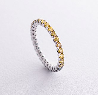Золотое кольцо с дорожкой камней (синие и желтые бриллианты) кб0507di №3