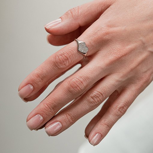 Золотое кольцо "Сердечко" с фианитами к08300 5