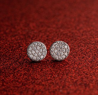 Срібні сережки - пусети з фіанітами 121916 №5