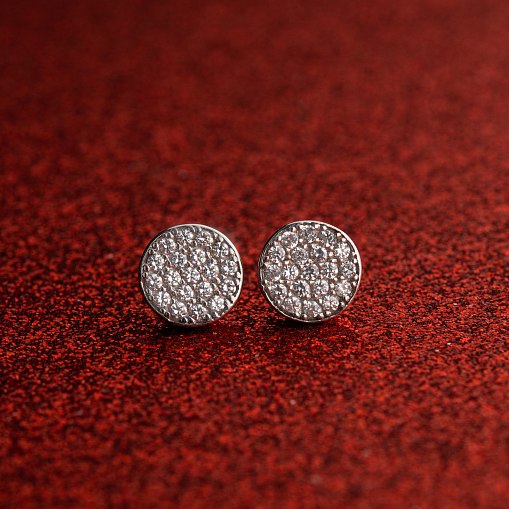 Серебряные серьги - пусеты с фианитами 121916 5