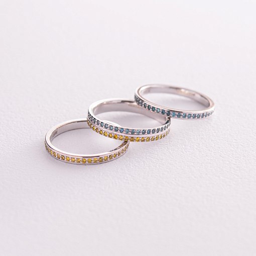 Золотое кольцо с голубыми бриллиантами 226991121 5