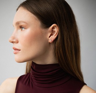 Золотые серьги - пусеты с бриллиантами сб0646di №4