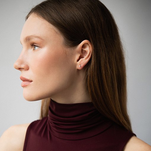 Золотые серьги - пусеты с бриллиантами сб0646di 4