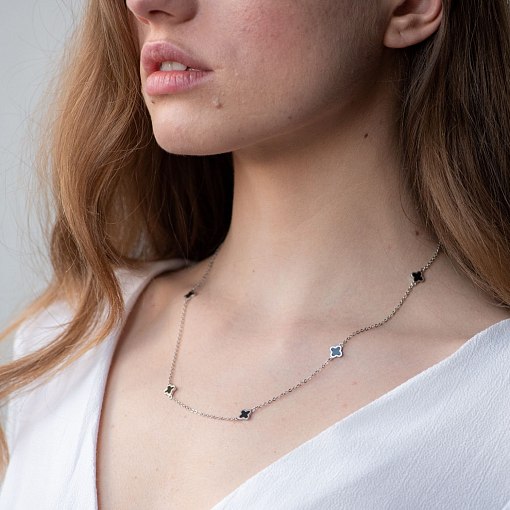 Серебряное колье "Клевер" (эмаль) 181011 3